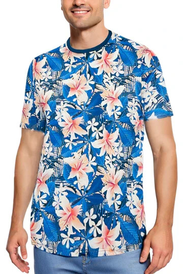 WEIV Men's Allover Hawaiian Floral Print Graphic T-Shirt AP08 AP09 AP10 AP15 gallery