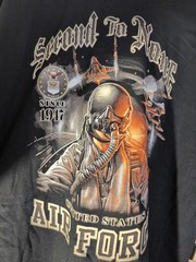 New Gildan Air Force SECOND TO NONE T-shirt BLACK Size XL~#315