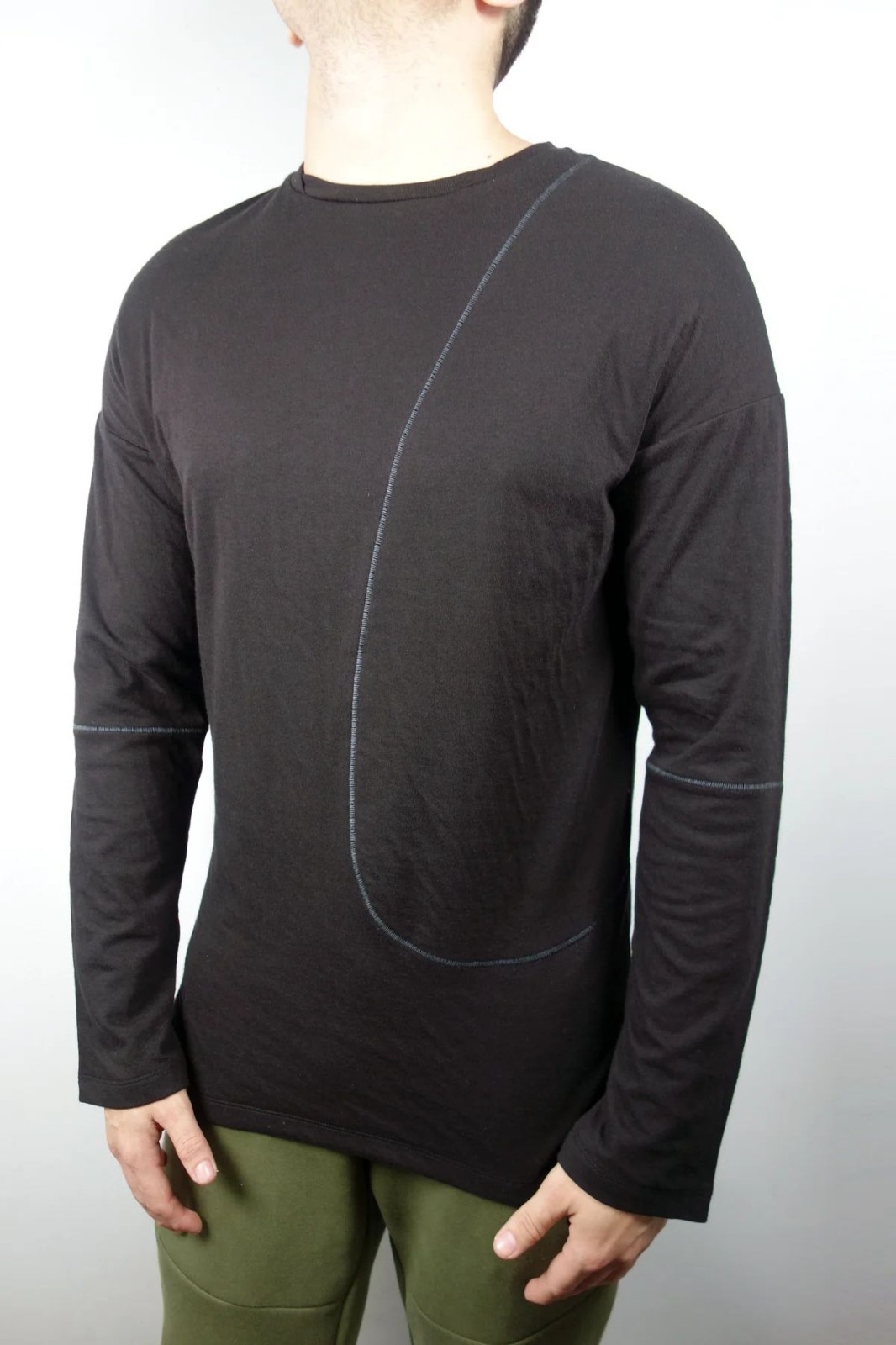 mens long sleeve top black