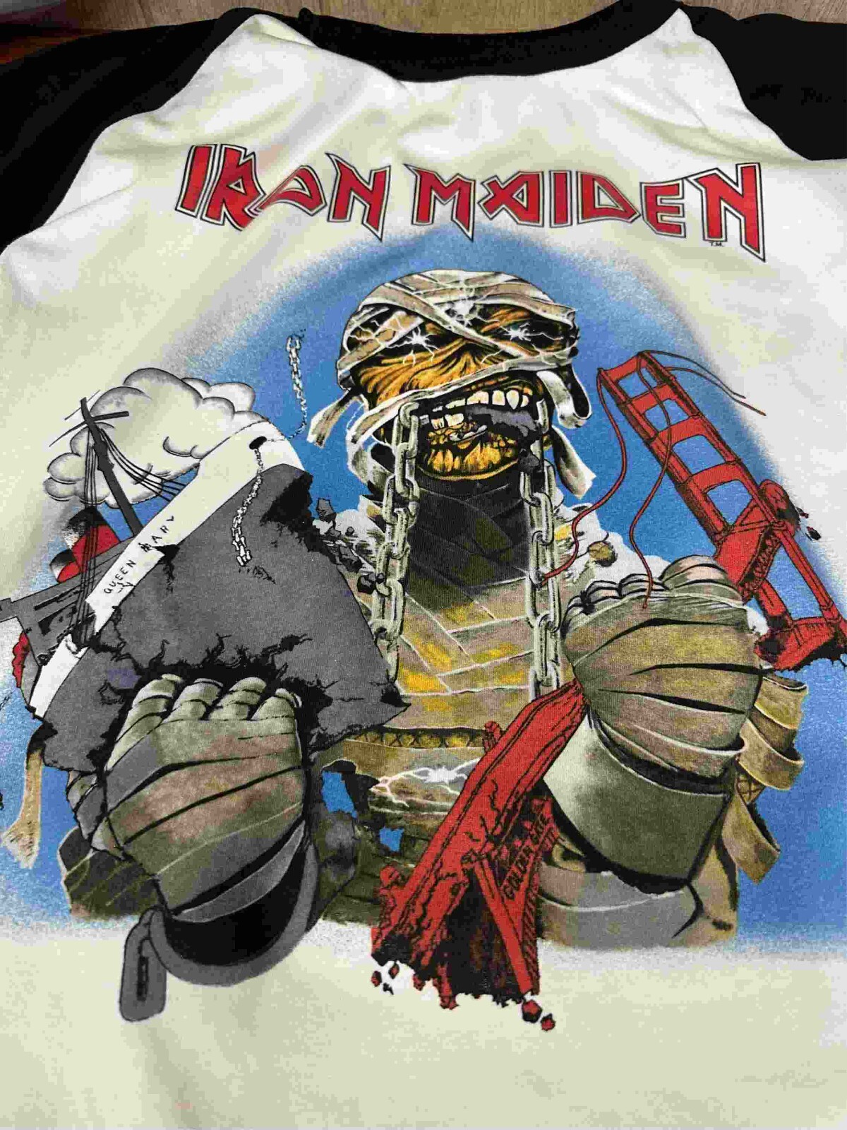 Iron Maiden California Invasion 1985 Raglan S to 3XL