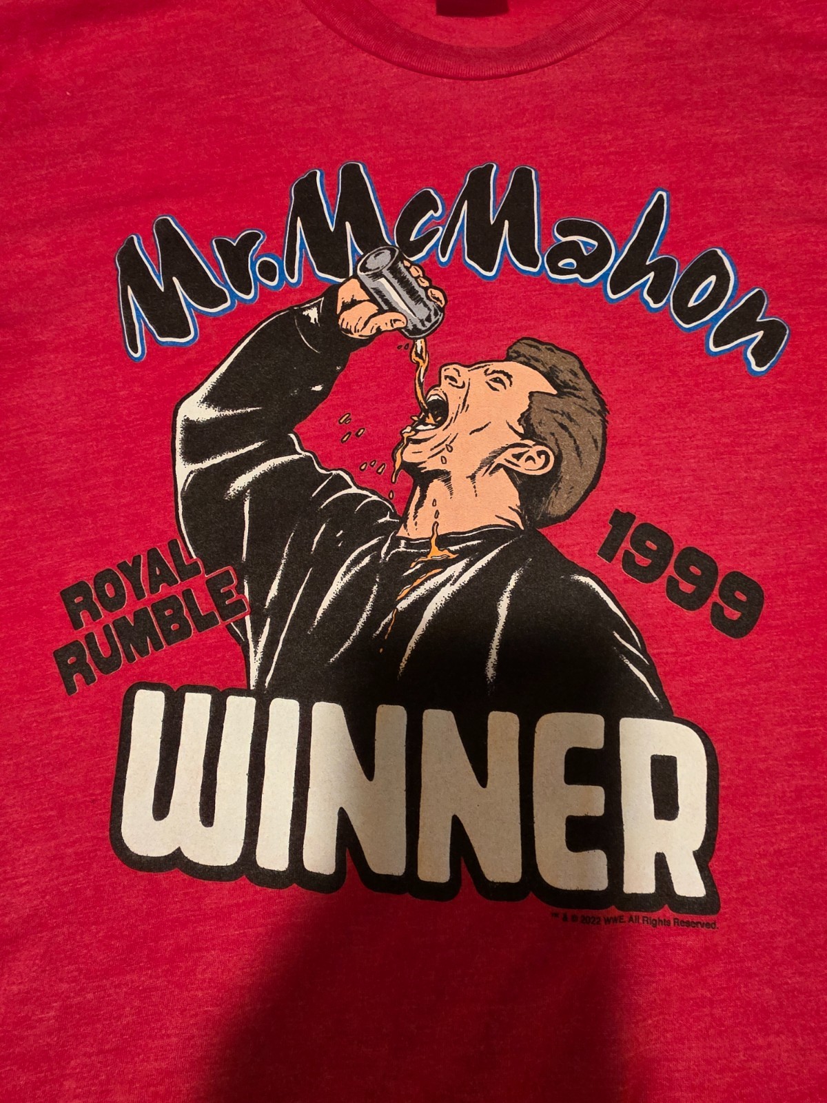 Homage WWE Mr McMahon Royal Rumble Red Heather Soft T-Shirt Sz Large Excellent gallery