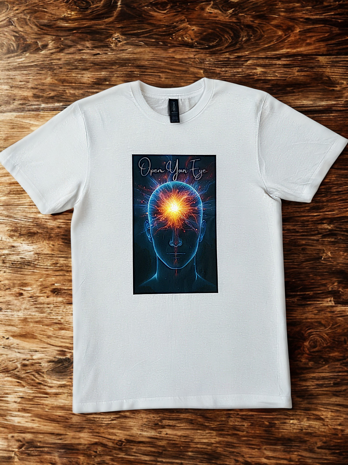 DTF Custom Made - OPEN YOUR EYE Short Sleeve T-Shirt - Black & White SML gallery