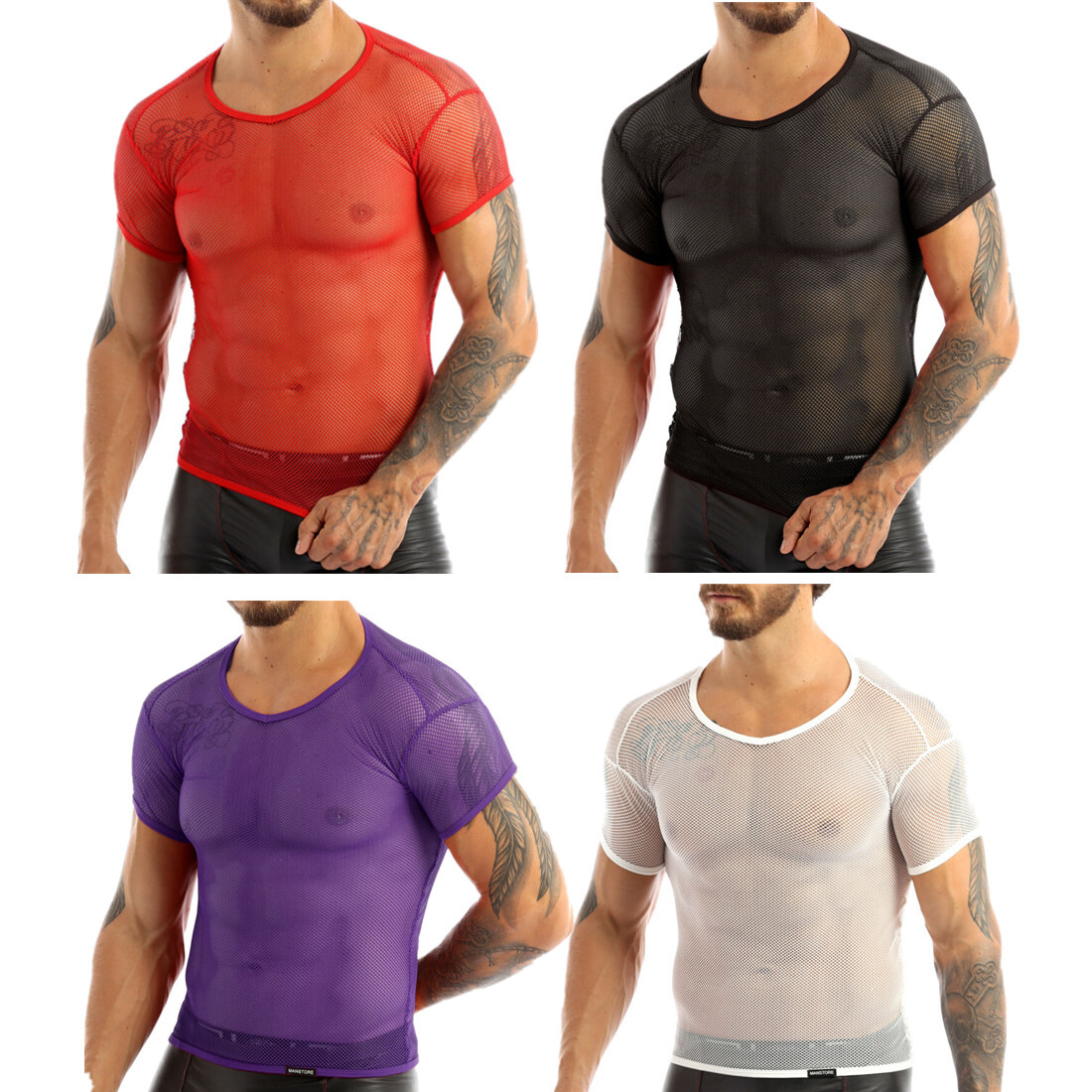 US Men Clubwear Cutout T-Shirt Tank Top Tops Fishnet Vest Sleepwear Blouse Sport gallery