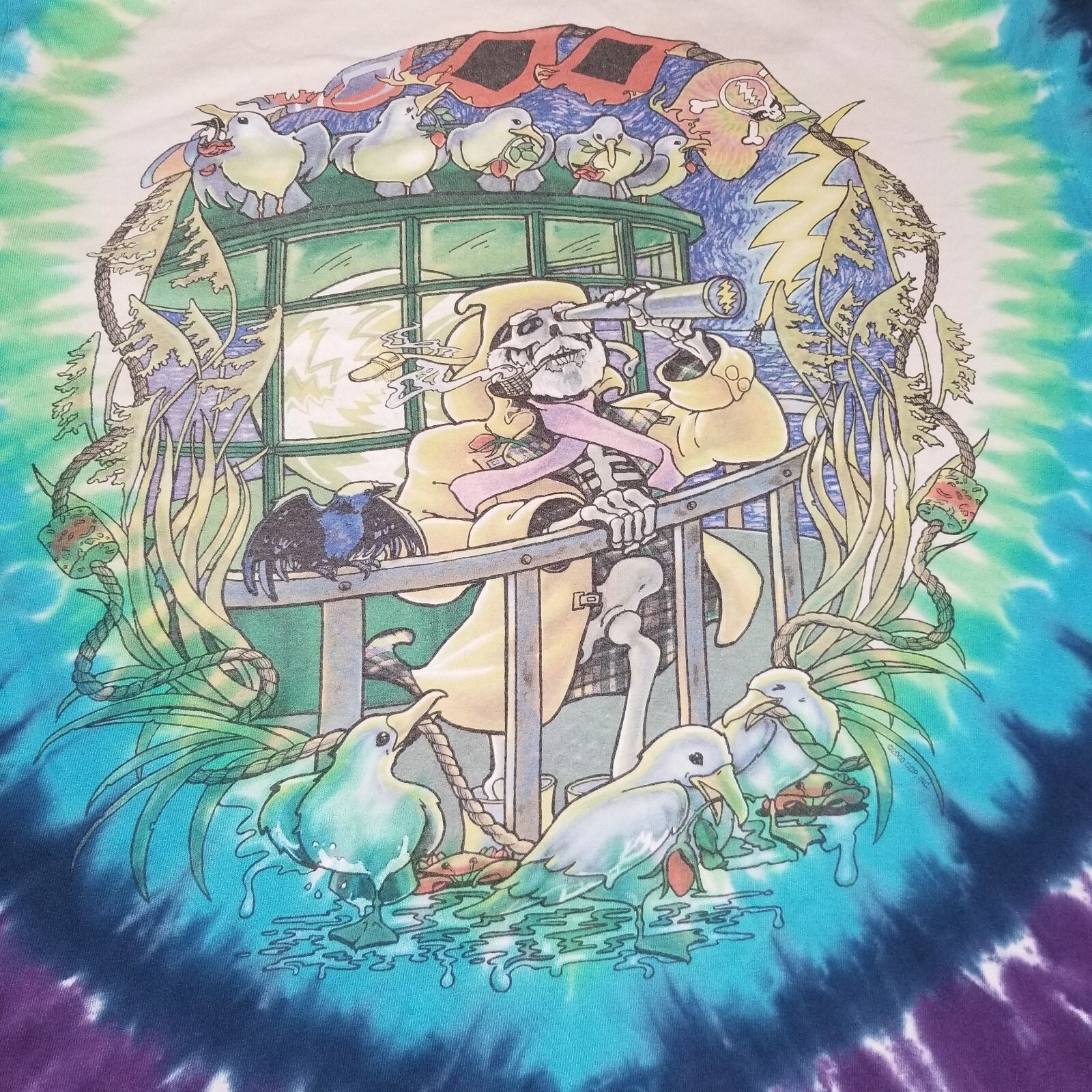 Liquid Blue GRATEFUL DEAD Light House Fisherman Tie Dye Band T Shirt Y2K Large gallery