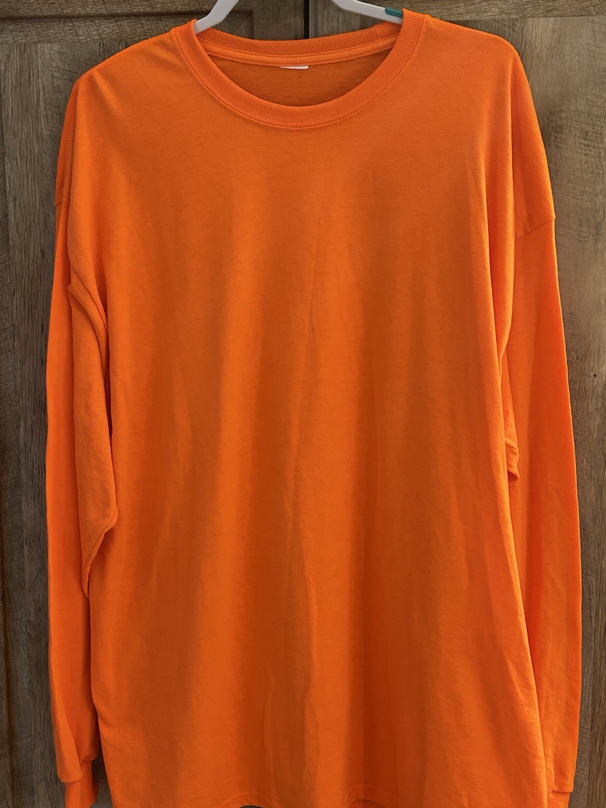 Mens ORANGE 2XL 3XL Cotton Tshirt Crew Neck Long Sleeve T-Shirt UNISEX gallery