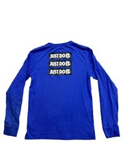 The Nike Tee Long Sleeve Just Do It 2 Sided Logo Ribbed Cuffs SMALL Royal Blue