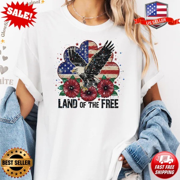 Land of the Free Eagle Graphic Tee, Patriotic USA Shirt 4th of July T-Shirt S-5X gallery