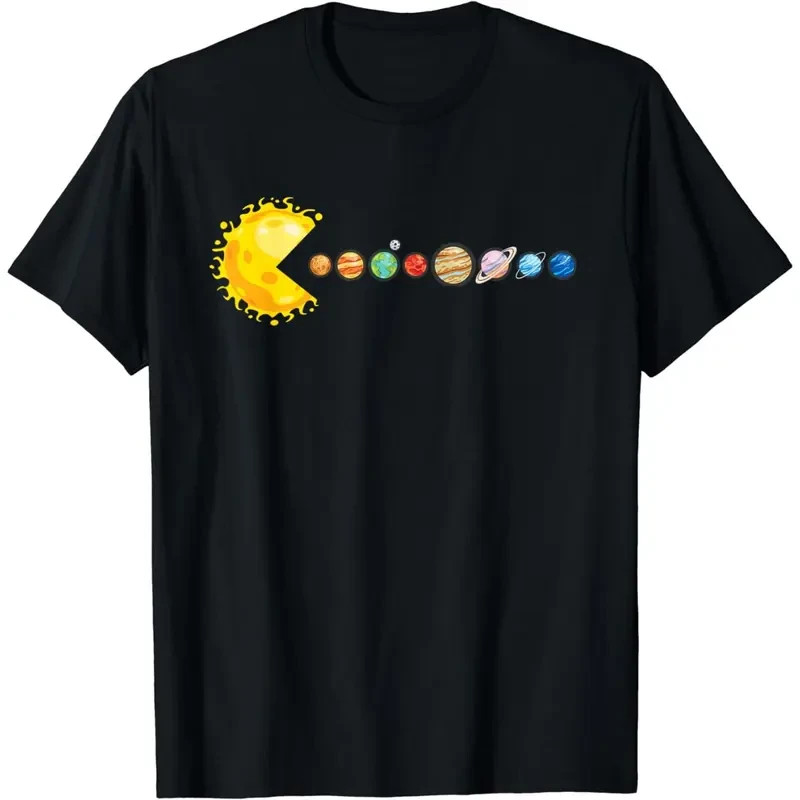 Sun Eating Planets Pacman Style Solar System Space Science Funny Galaxy T-Shirt