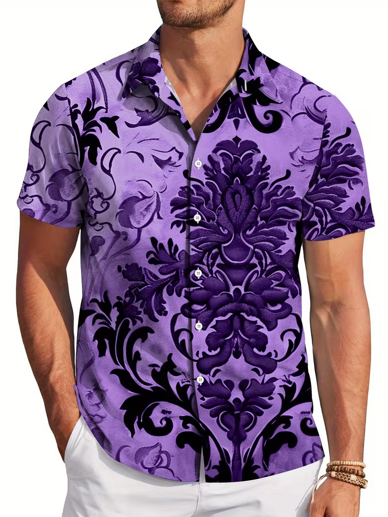 Vibrant Purple Floral – 3D Print Hawaiian Shirt – Adults & Youth