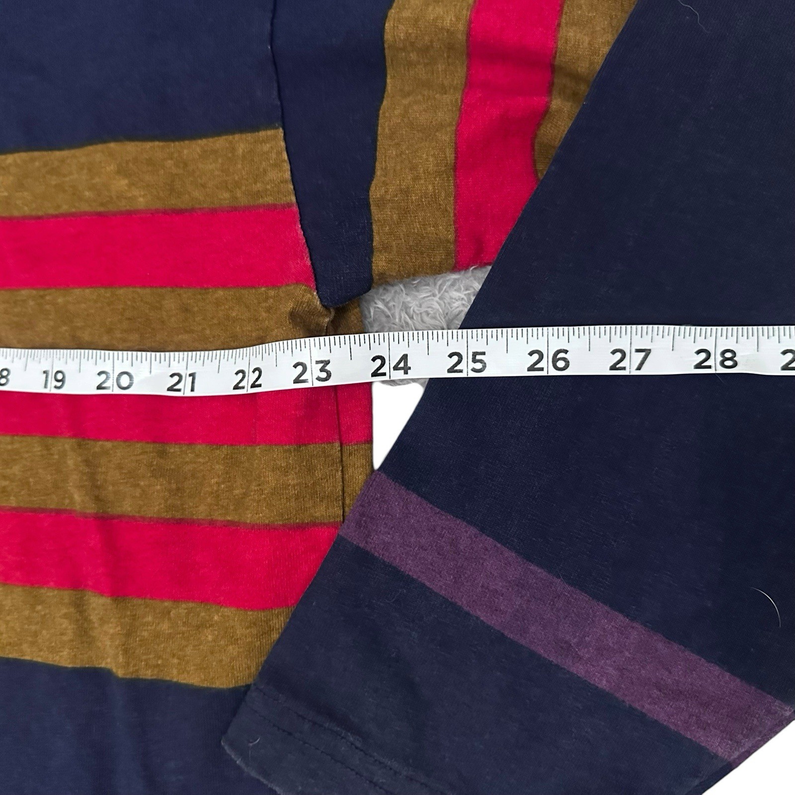 Vintage Americo Long Sleeve Mock Neck Shirt Me A Men’s L Navy Red Stripe 90s USA gallery