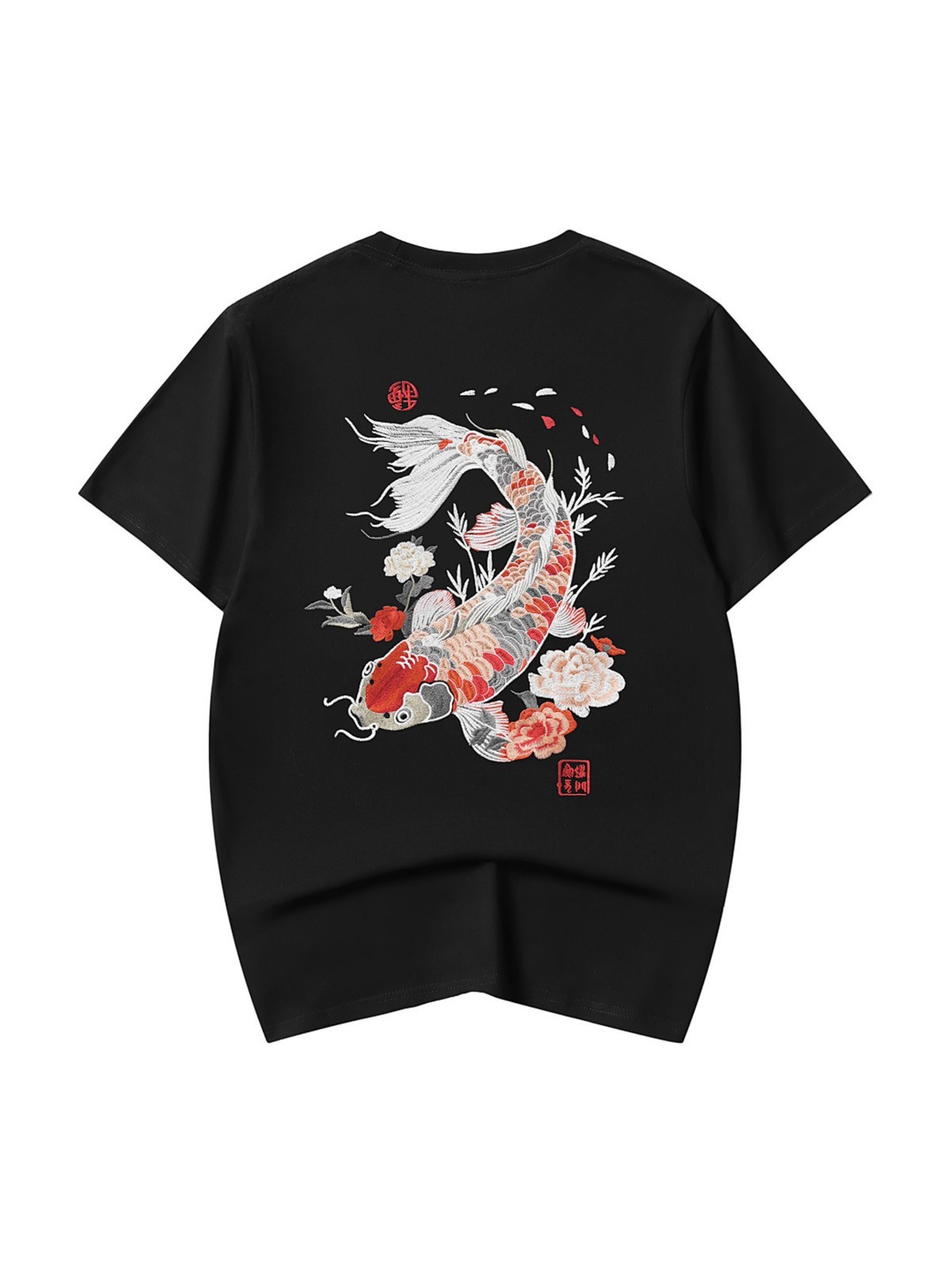 Niepce Men's Koi Fish Embroidery Tee Japanese Streetwear T-Shirt gallery