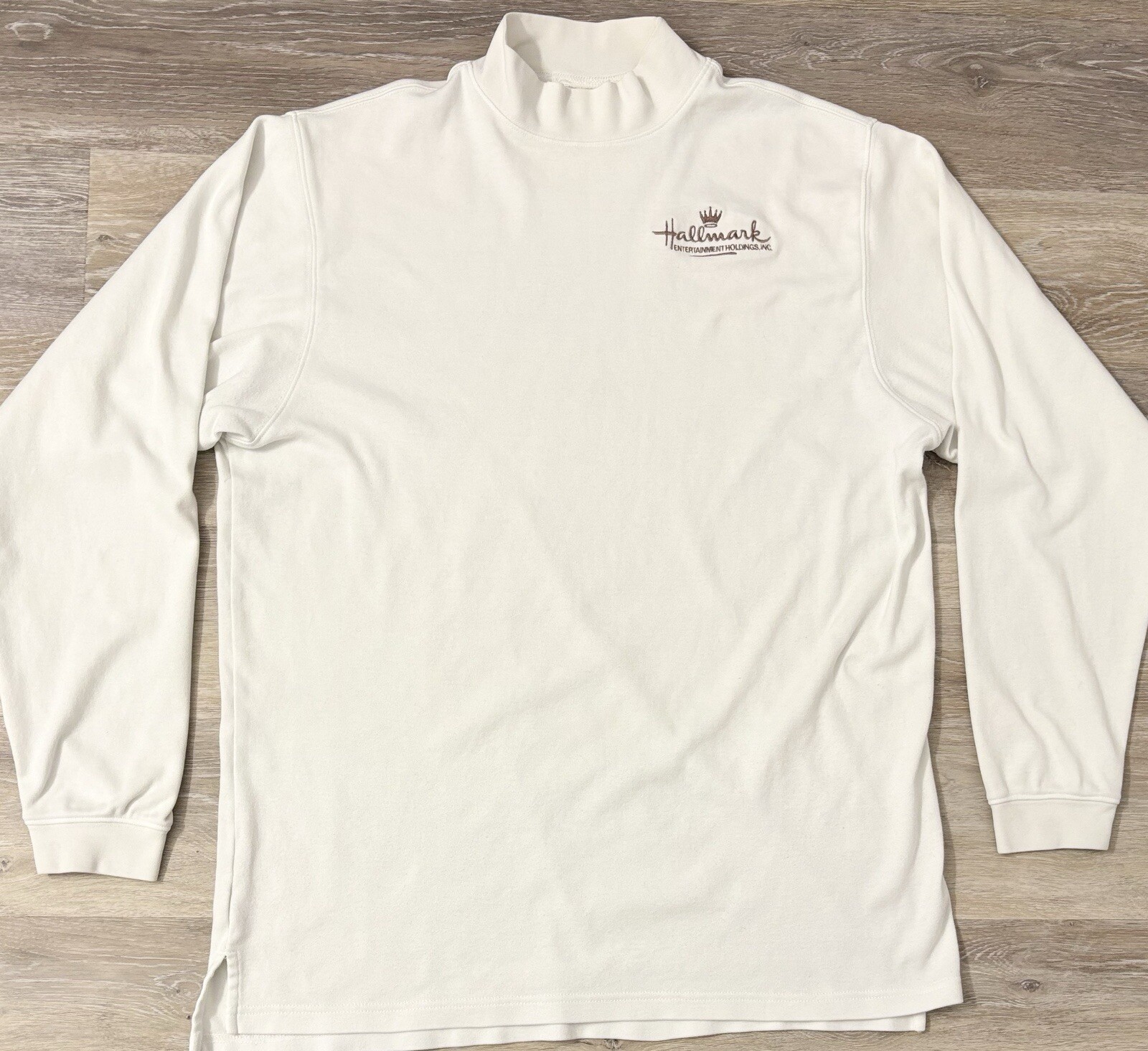 Vintage HALLMARK Long Sleeve Shirt Large Slazenger Cotton Spandex Mock Neck