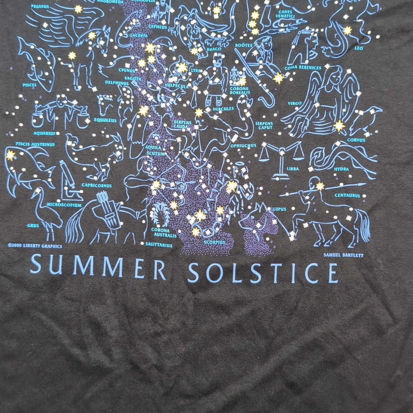 Vtg Y2K Discovery Channel Shirt Mens XL Double Sided Constellations Glows N Dark gallery