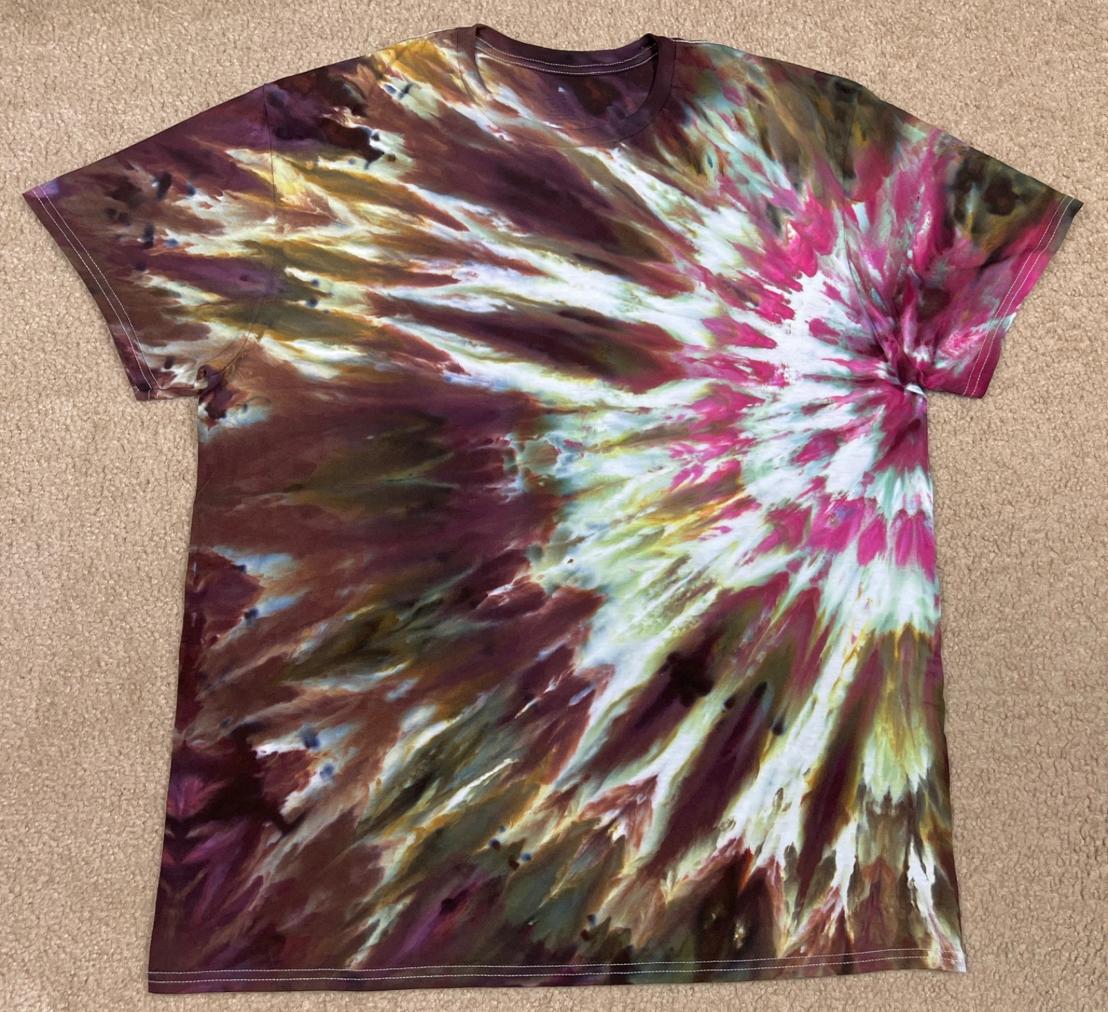 Handmade Ice Tie Dye T-Shirt XL Mens Womens Soft Cotton Plum Twist gallery