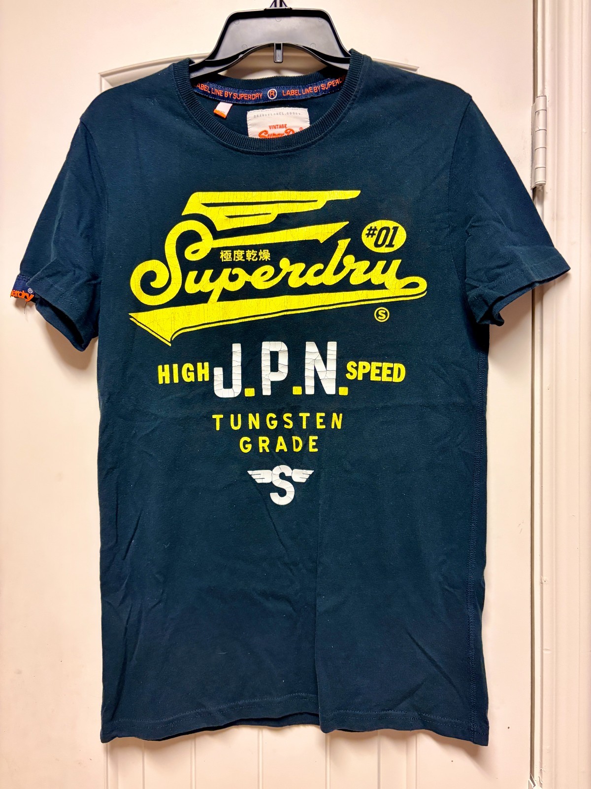 SUPERDRY Men Label Line JPN High Speed Tungsten Grade Graphic T-Shirt Navy Small gallery