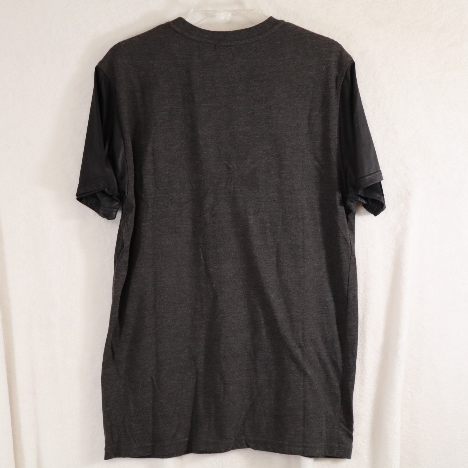 MOST OFCL SEVEN Men’s T‑Shirt Gray Faux Leather Short Sleeves Grunge Bike–Size L gallery
