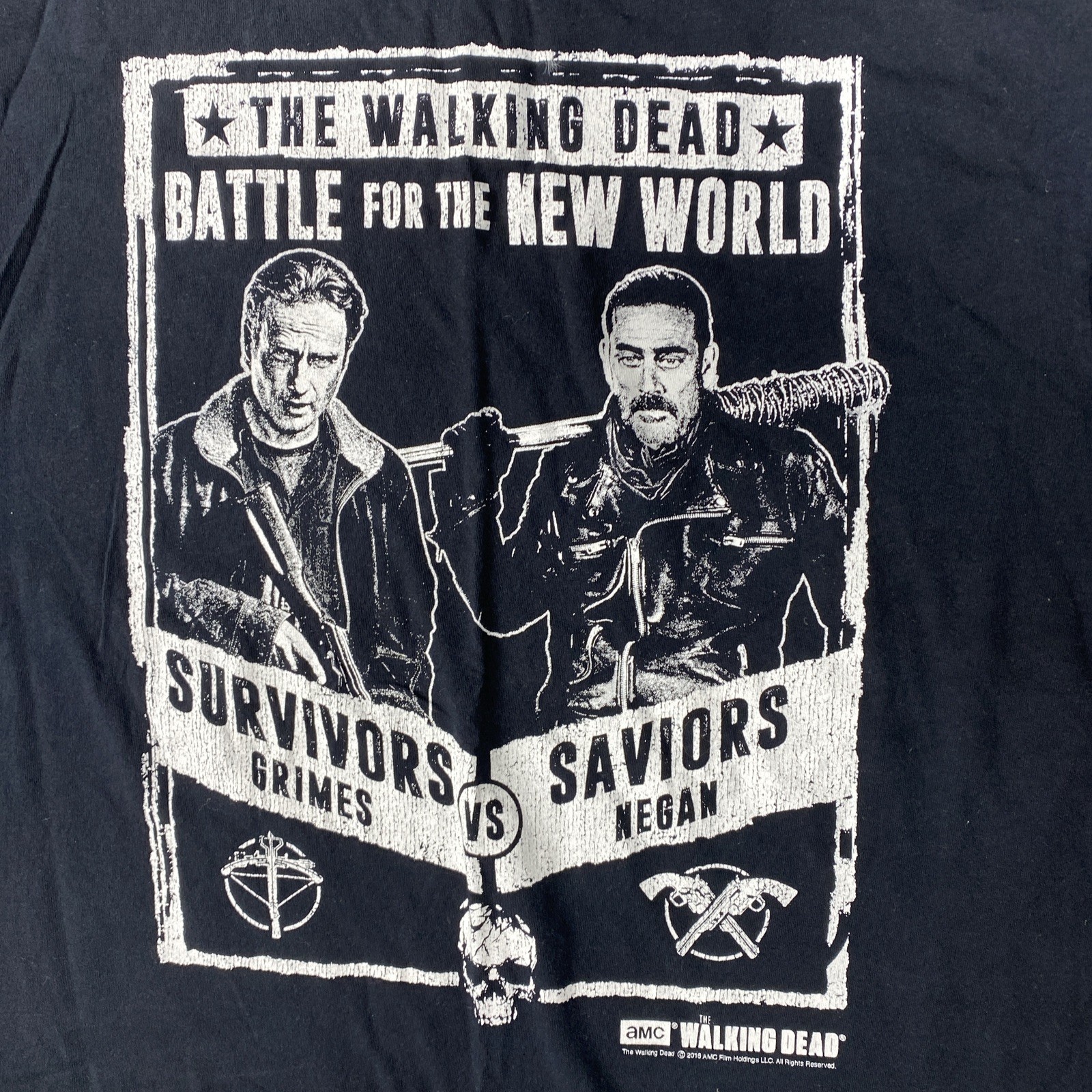 The Walking Dead Grimes vs. Negan Graphic T Shirt Size Medium Black Unisex gallery
