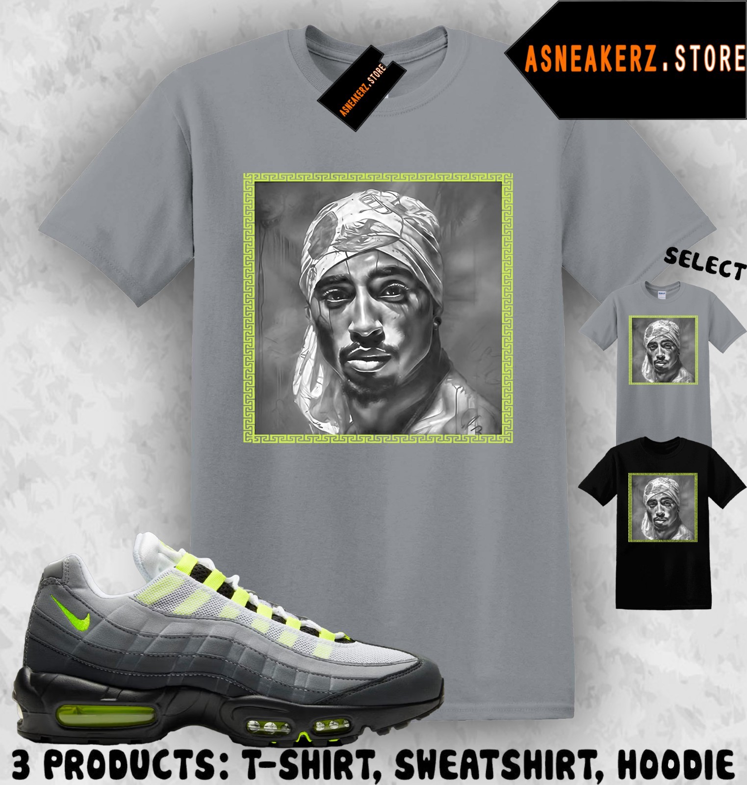 Tee Shirt Matching AM 95 OG Big Bubble Neon 2026 To Match Sneaker Tupac T-Shirt gallery