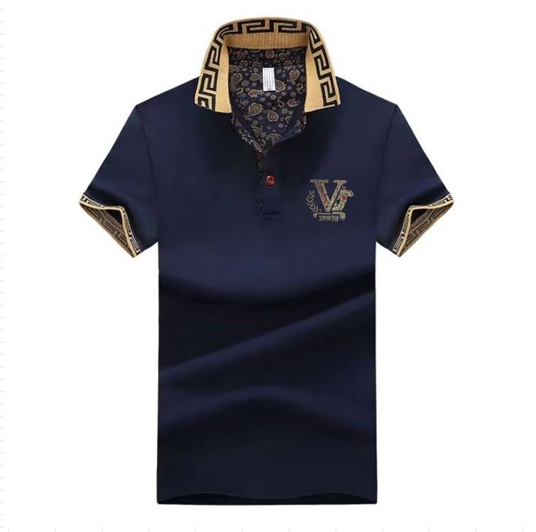 New Men Luxury Diamond V-Letter Rhinestones Fashion Polo T-Shirt High Quality gallery
