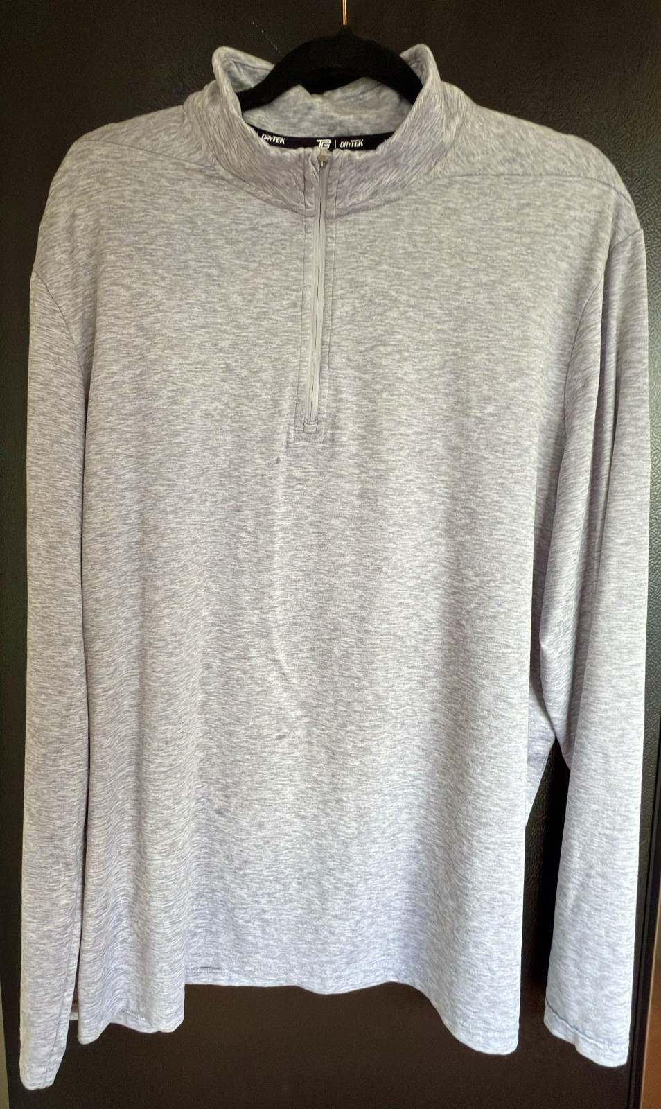 TEK GEAR DryTek Mens XL Long Sleeve T-Shirt 1/4 Zip Pullover Gray Mockneck gallery