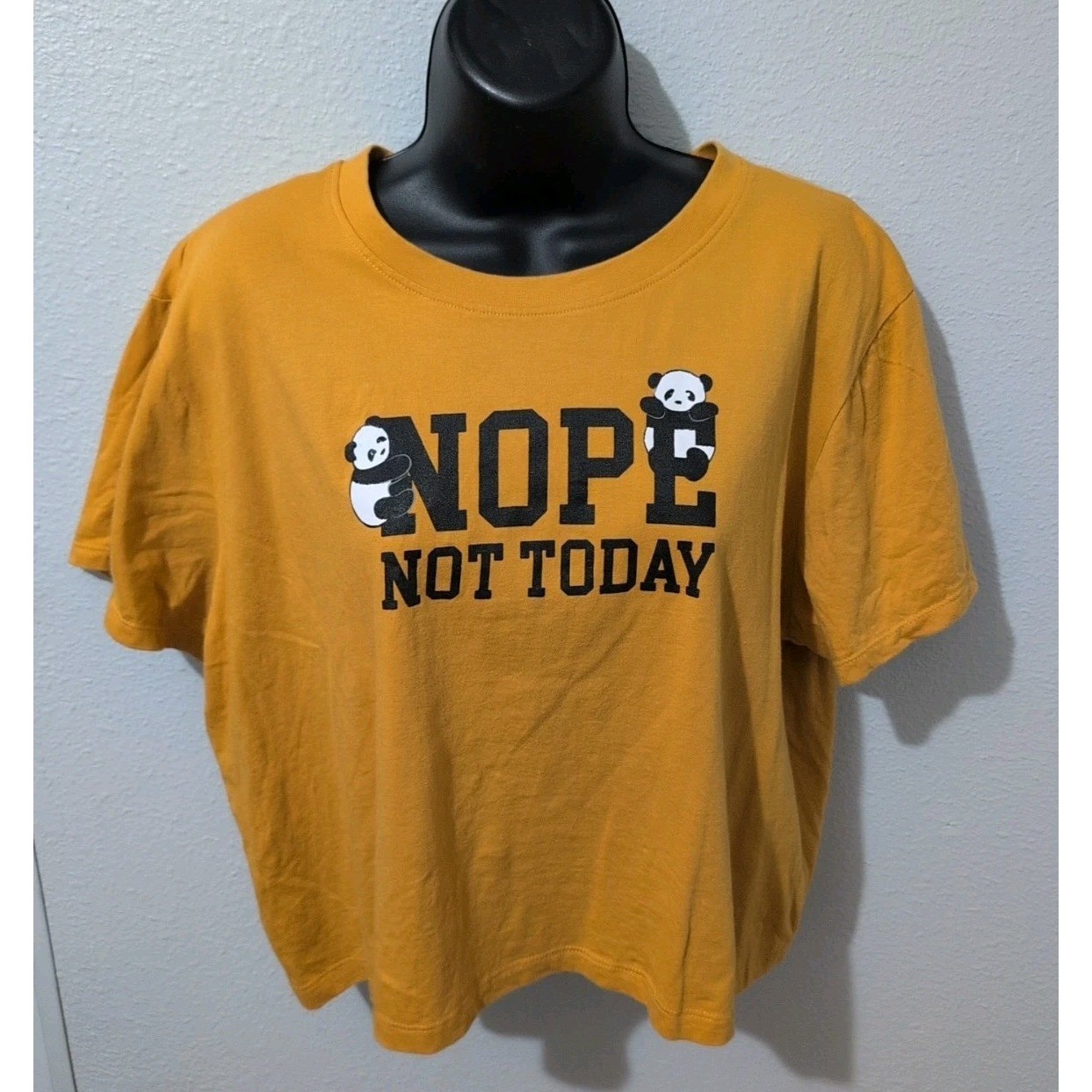 Good Vibes Panda Graphic Tee XL Yellow "Nope Not Today" Funny Shirt Casual Cute gallery