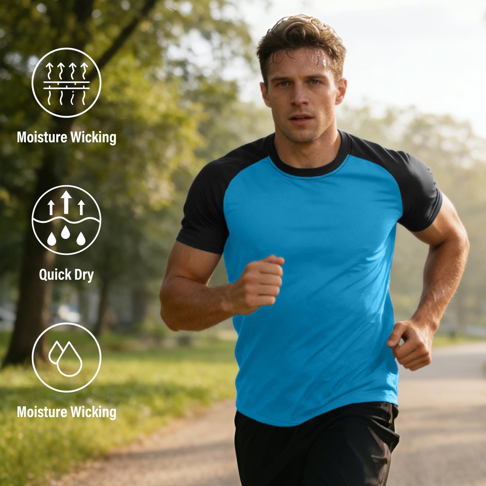 5 Pack Mens Quick Drying Shirts Crew Neck Loose Breathable Cool Workout Runni... gallery