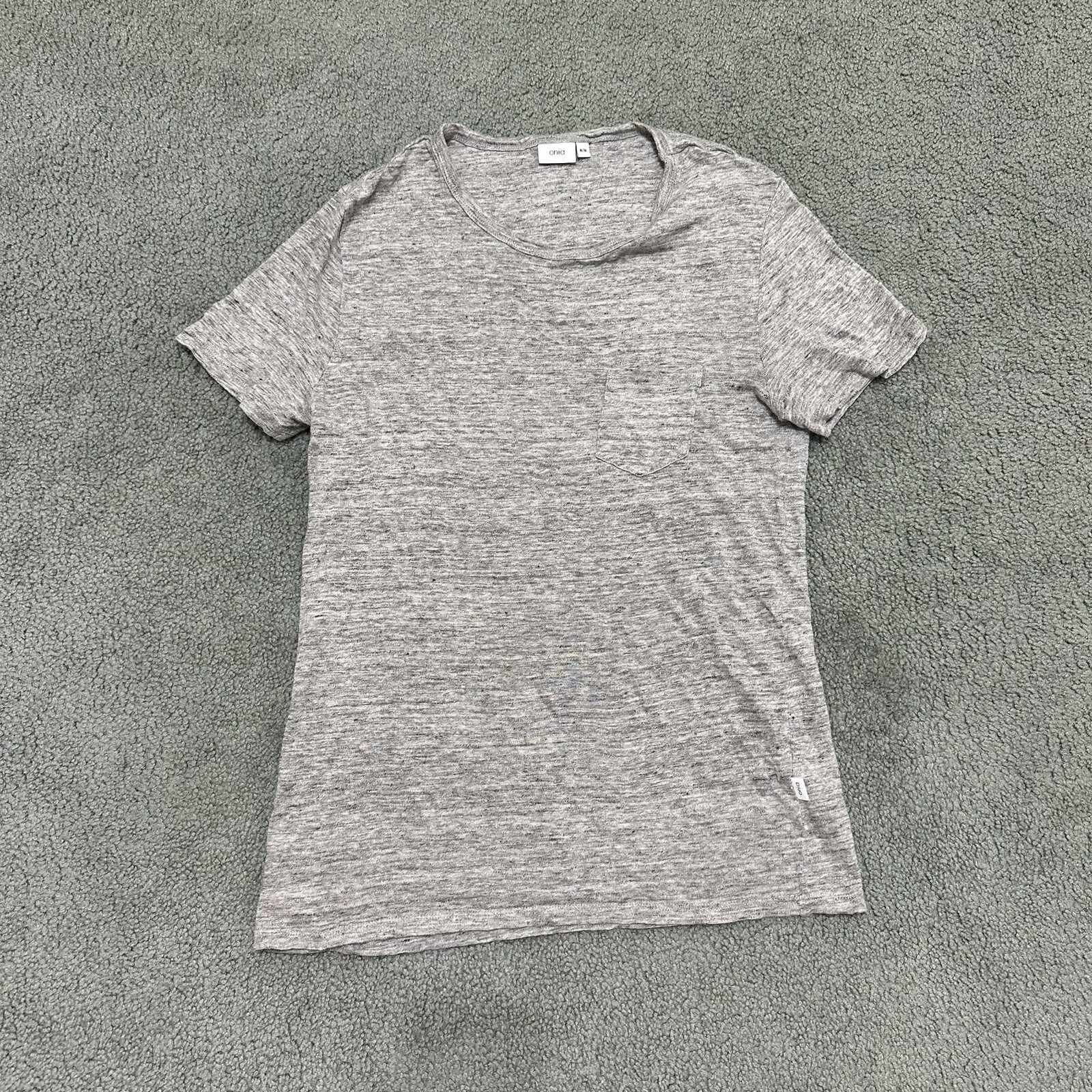 Onia Linen Blend Pocket T Shirt Soft Lightweight Men’s M Heathered Gray