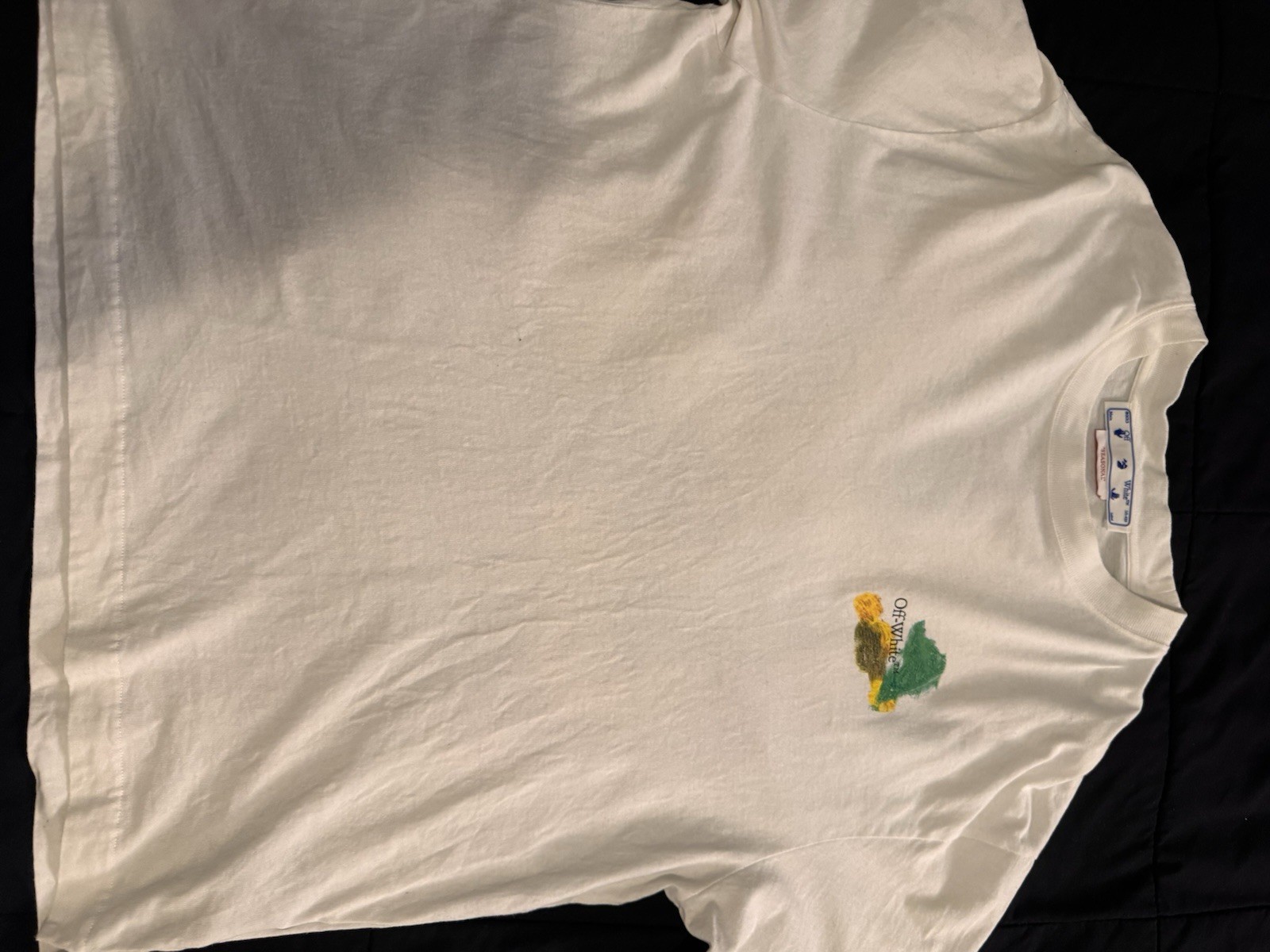 Off-White Men's White Graphic Print Crew Neck Short Sleeve Logo Tee L gallery