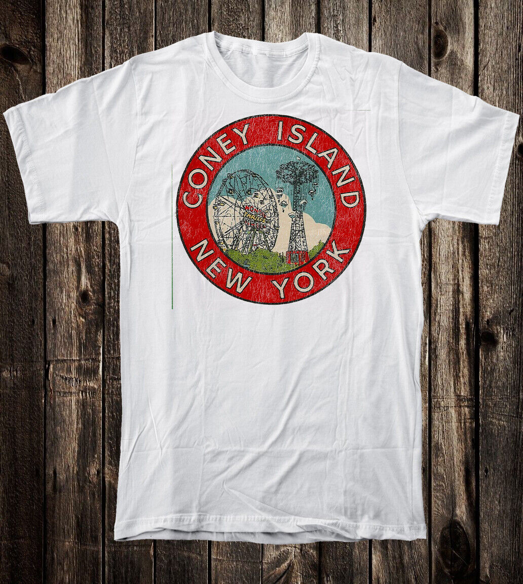 Retro Travel Tee T Shirt Souvenir New York State NYC City Coney Island Brooklyn