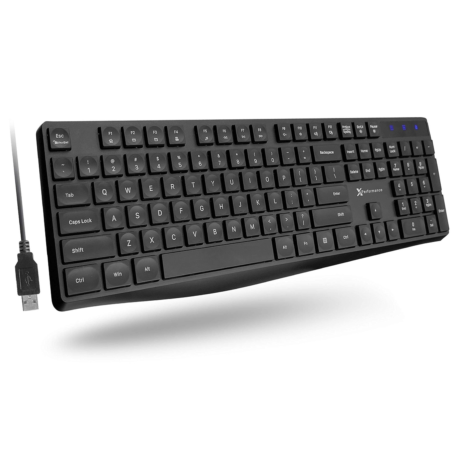X9 Performance Wired Keyboard – Ultra Slim Full Size Ergonomic Computer Black