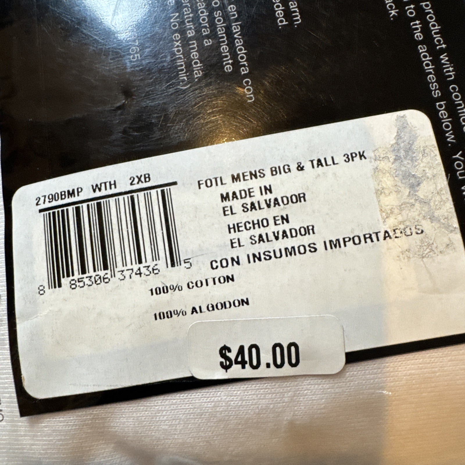 Fruit Of the Loom Undershirts T-Shirt 3-pk Big Man Crew Neck 2XB White NEW gallery