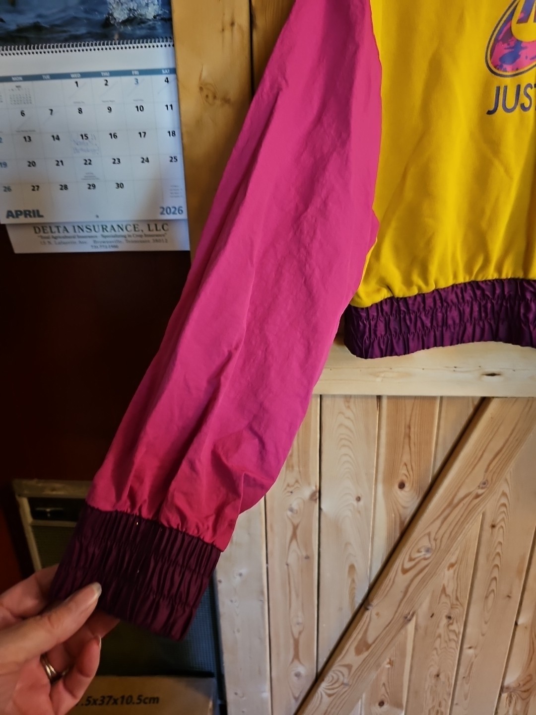 Nike Just Do It Color Block Long Sleeve Half Shirt Size Small Yellow, Purple gallery