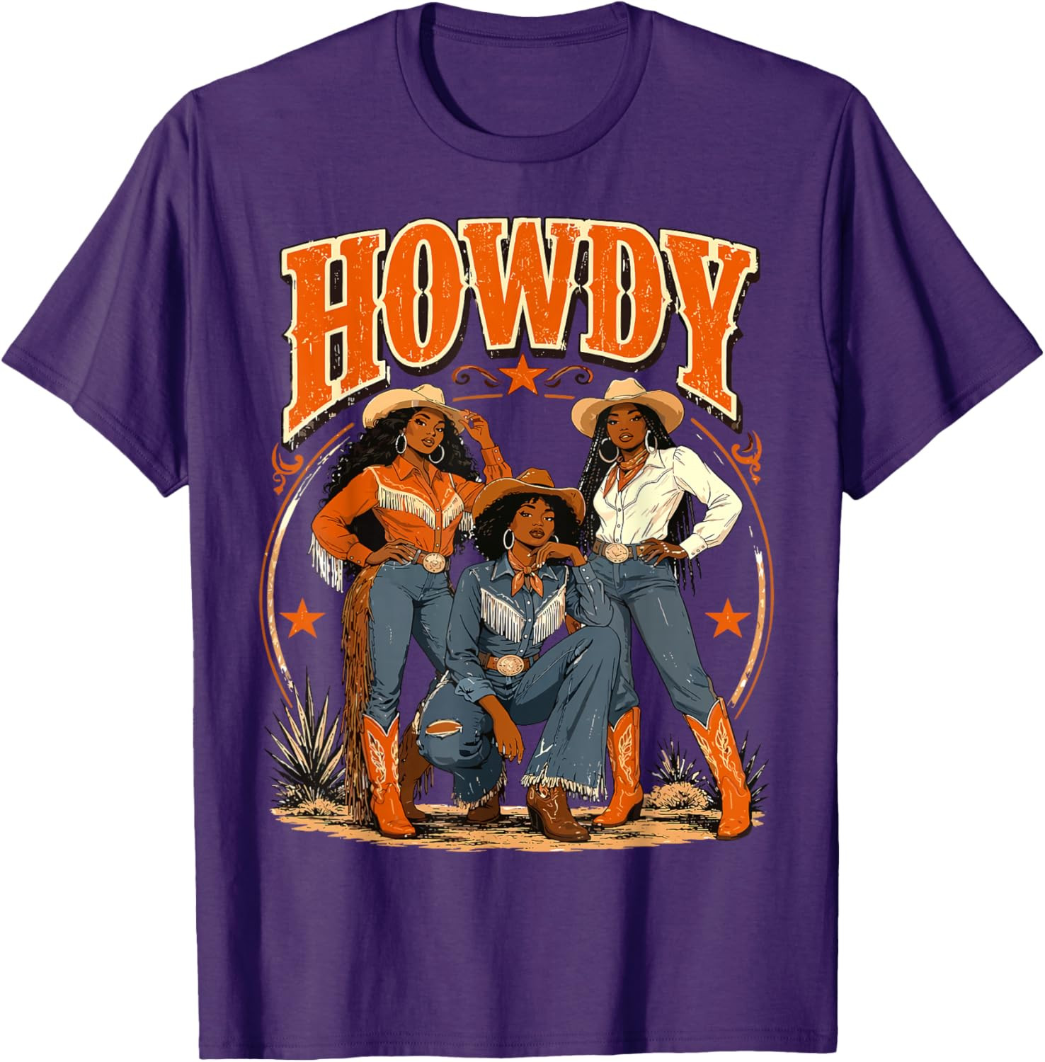 Howdy Cowgirl Western Boots Afro Western Rodeo Melanin T-Shirt gallery