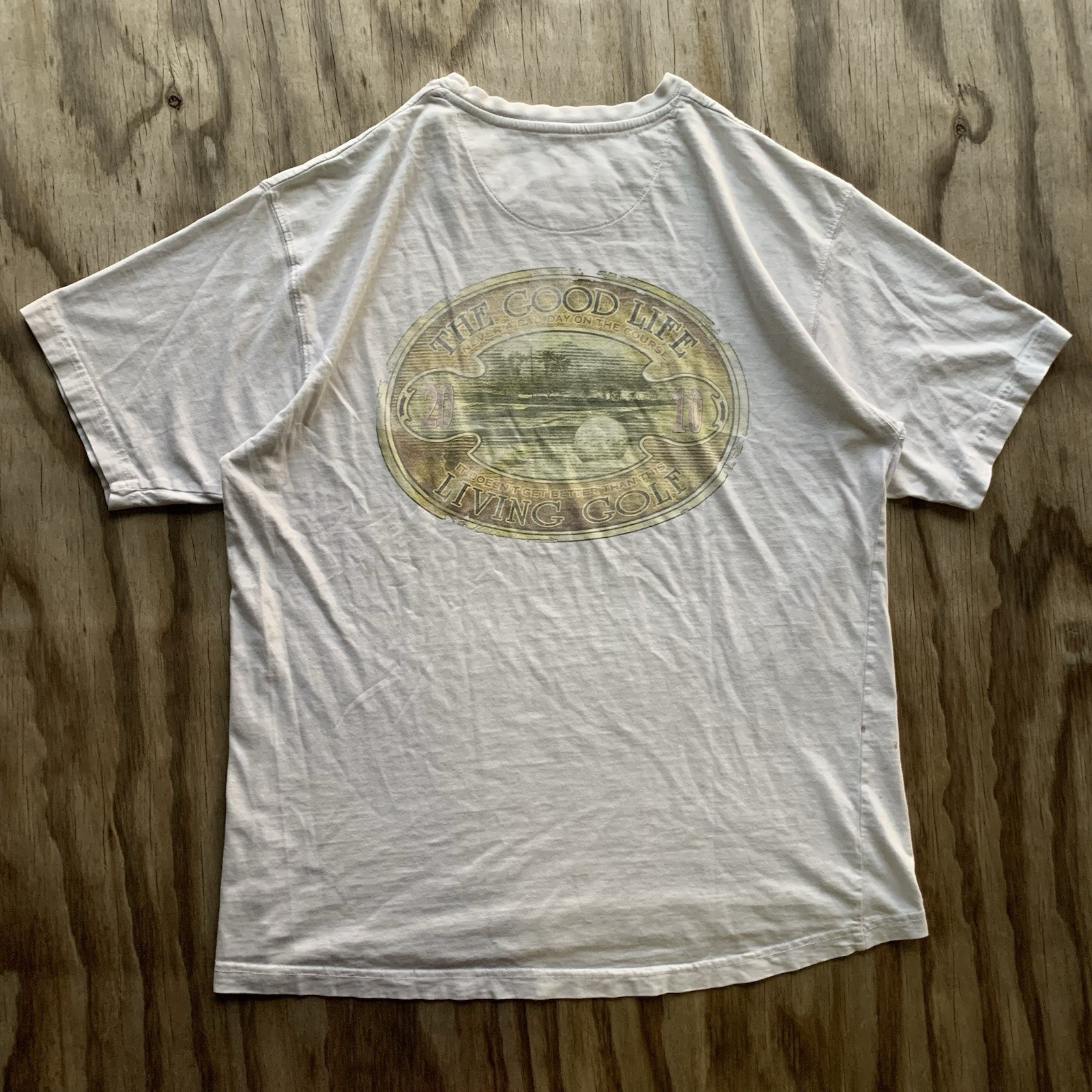 Vintage 2010 Golfing T-Shirt L White Sports Classic Summer Vacation DISTRESSED gallery