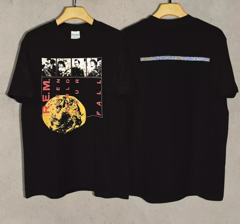 REM band T-shirt Green australian tour 1989 Double side All Size