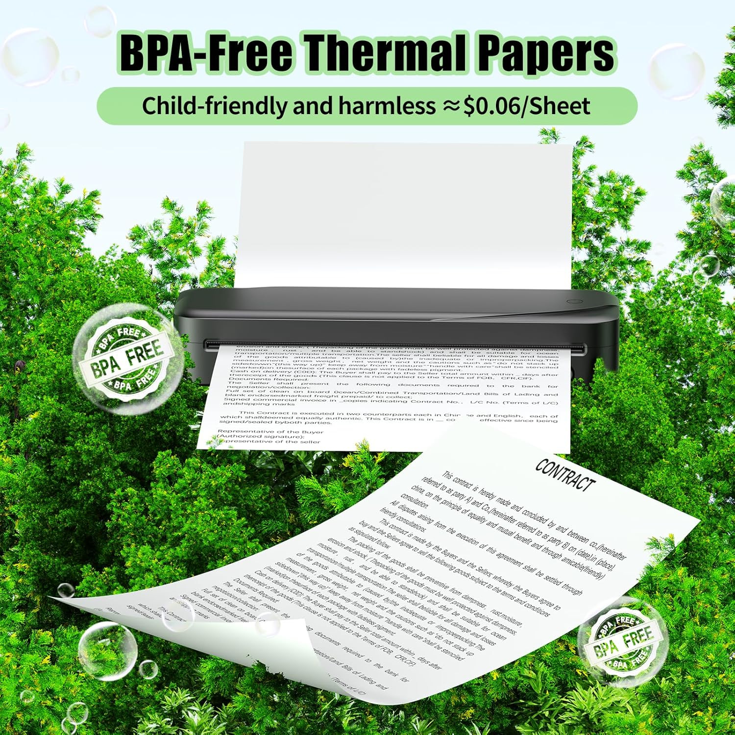A4 Thermal Paper, Thermal Printer Paper for Portable Printer, Compatible with M0