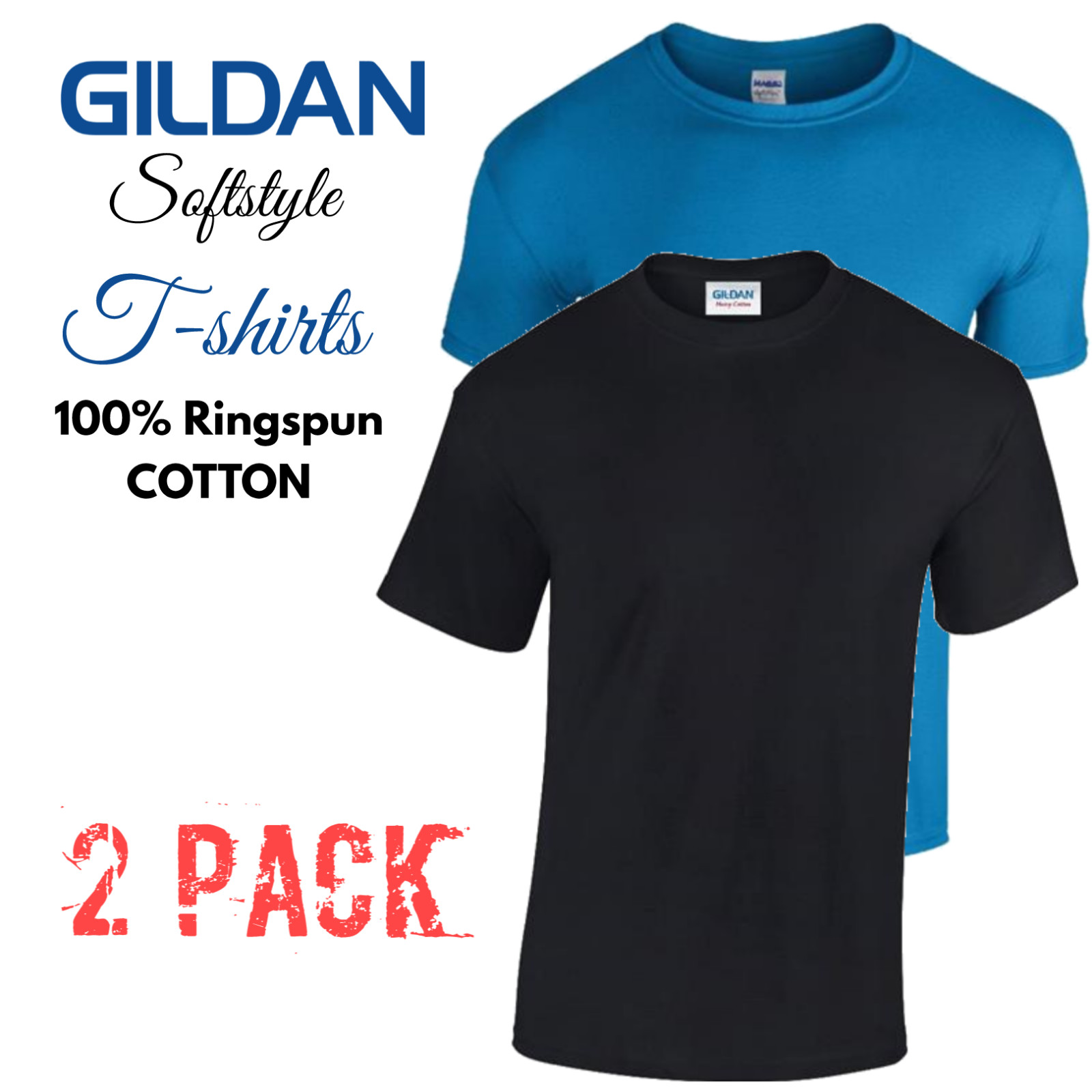 2 Pack Gildan SoftStyle Cotton Mens Plain T-shirt Multi Colors Semi Fitted Top gallery