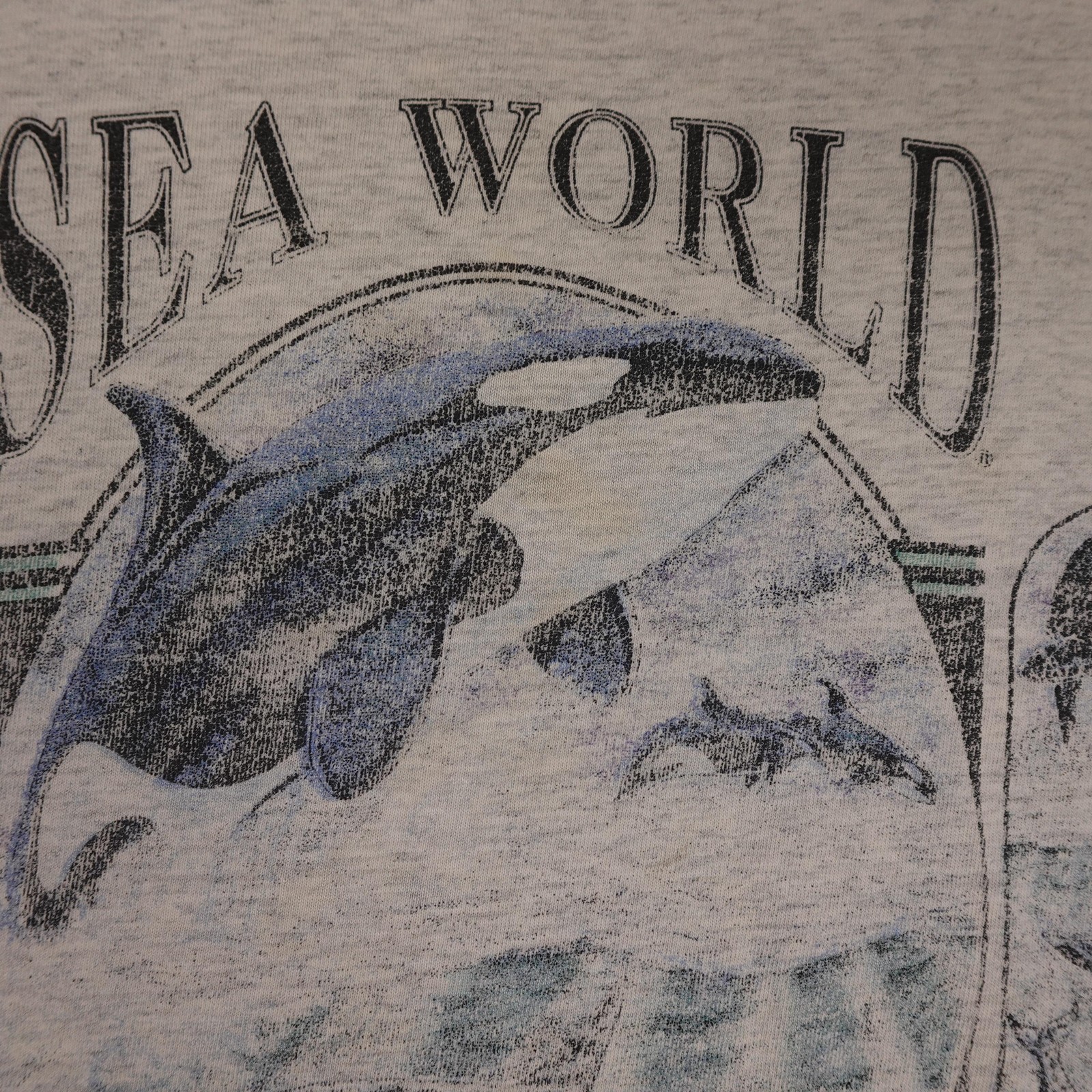 Vintage Sea World Shirt Mens Large Gray Dolphin Orca Tee 90s Made In USA Florida gallery