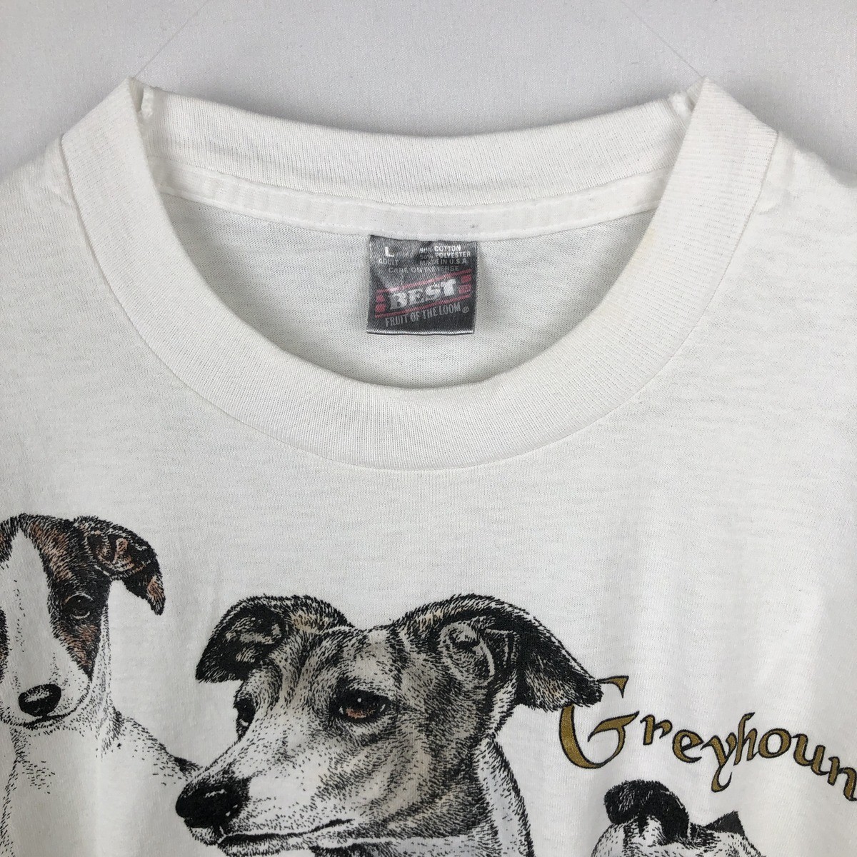 Used 90'S Fruit of the Loom GREYHOUND dog print animal t-shirt made in USA m... gallery