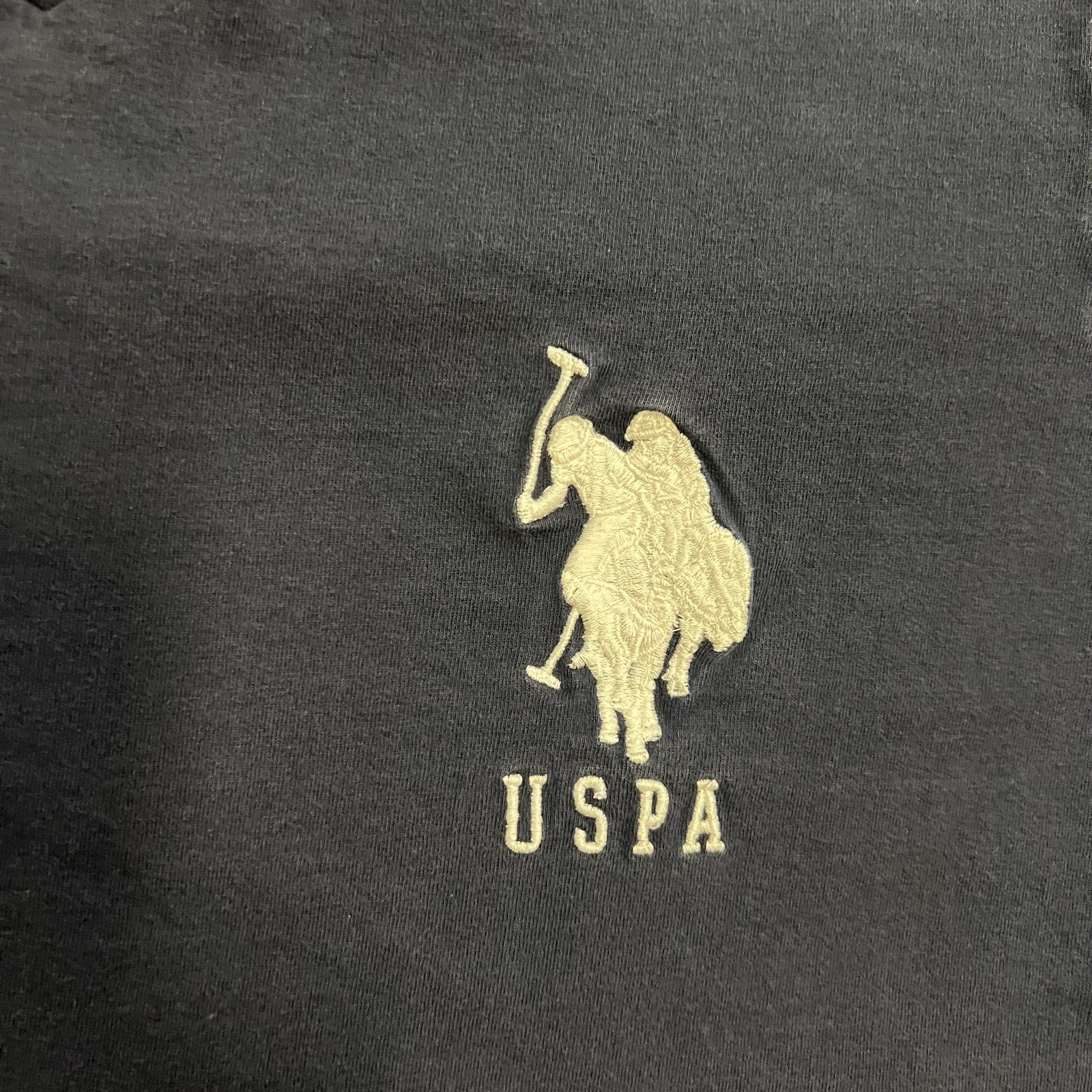 U.S. Polo Assn V Neck T-Shirt Mens Medium #3 Big Pony Embroidered Yellow Stripes gallery