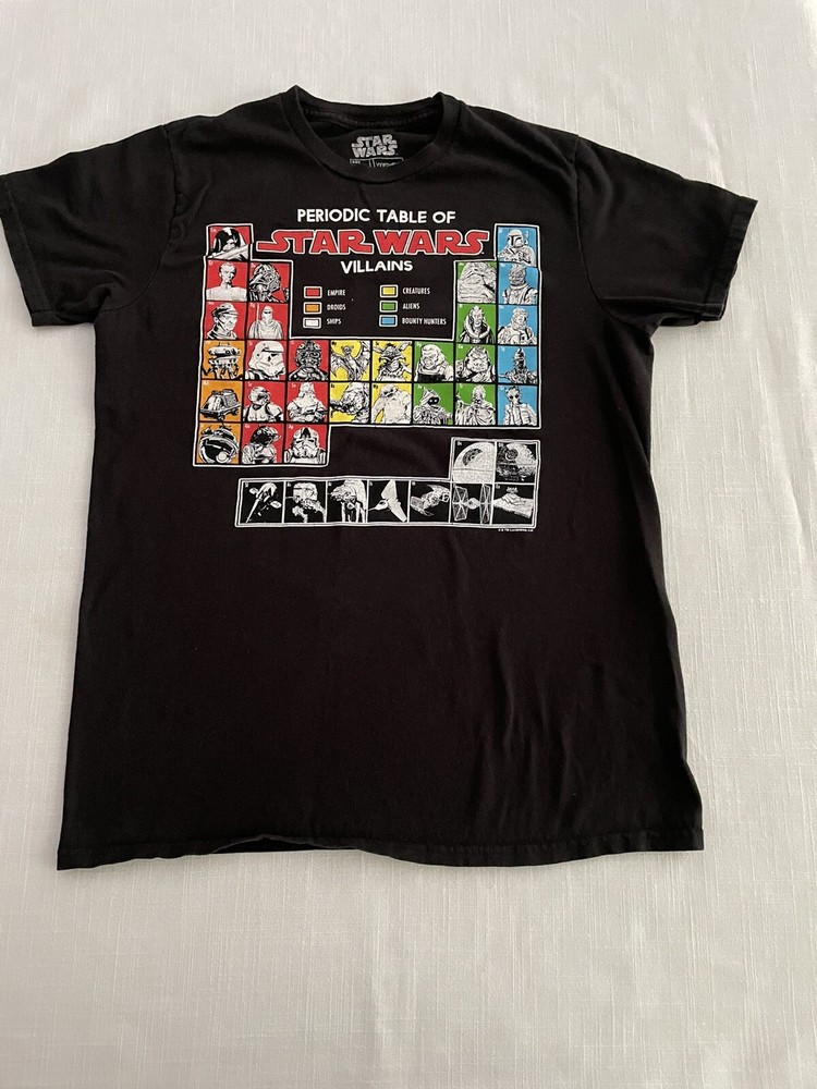 Star Wars Periodic Table Villains Graphic T-Shirt Men’s Black Size Small