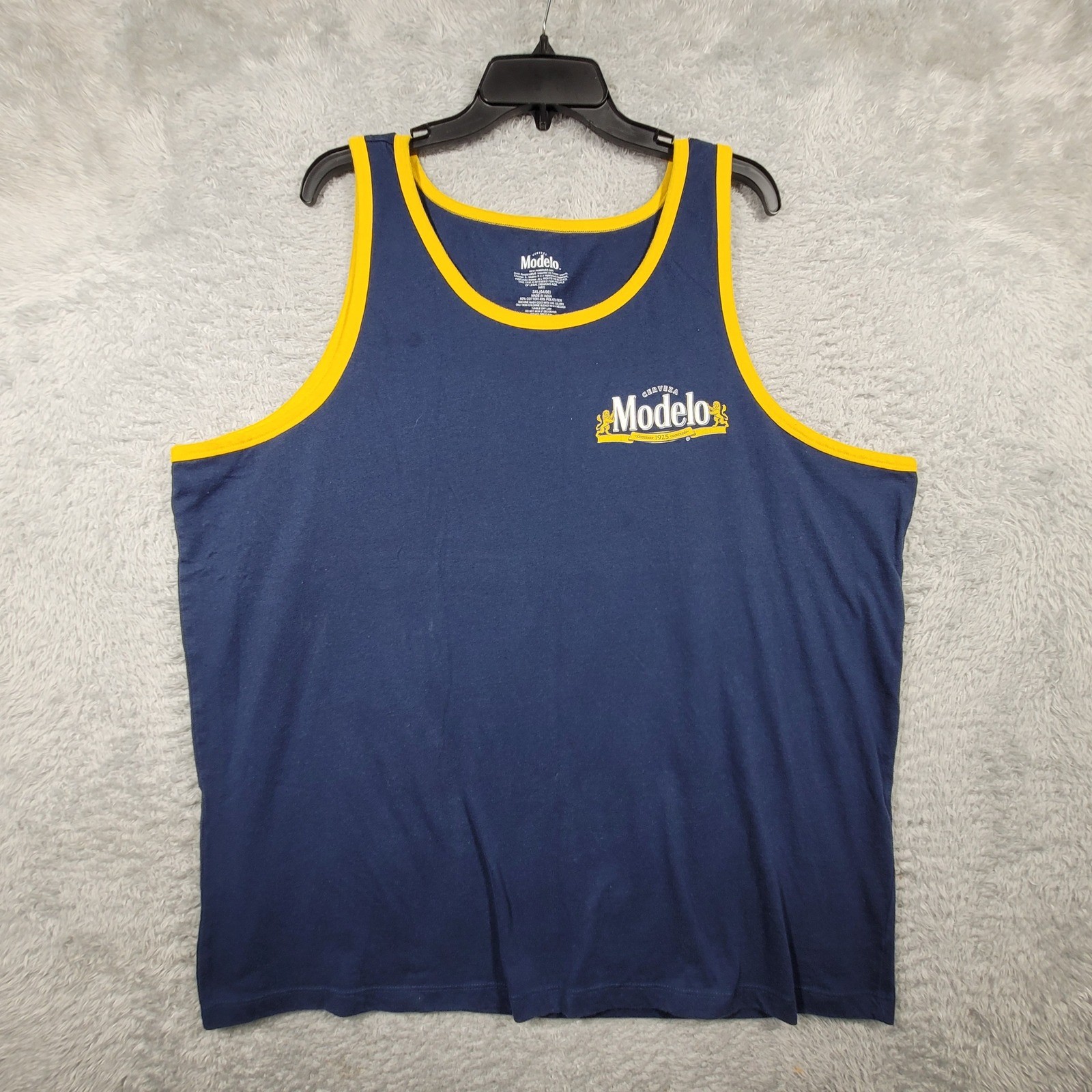 Modelo Tank Top Mens 3XL Blue Cerveza Graphic Sleeveless Beer Shirt 2 sided gallery