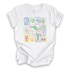 Beach Stamps Collage Comfort Tee Preppy Sea Ocean