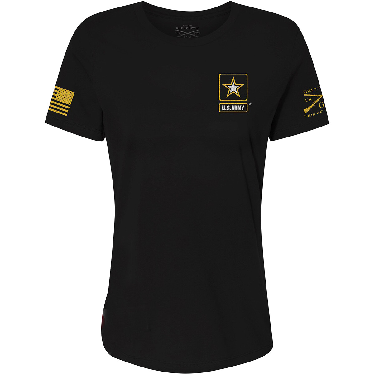 Grunt Style Women's Relaxed Fit Army - Basic Full Logo T-Shirt - Black gallery