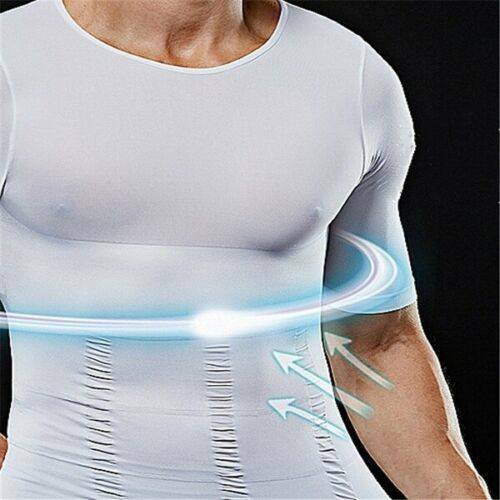 Men Slimming Body Shaper T-shirt Abs Abdomen Compression Tee Workout Tank Tops gallery