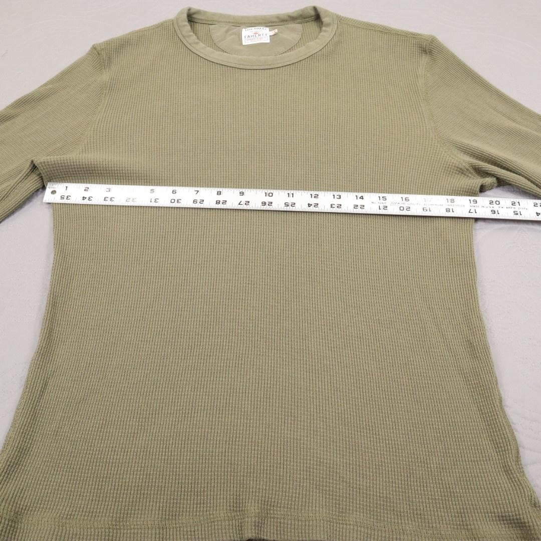 Faherty Thermal Shirt Mens Large Green Waffle Knit Long Sleeve Crewneck Pima gallery