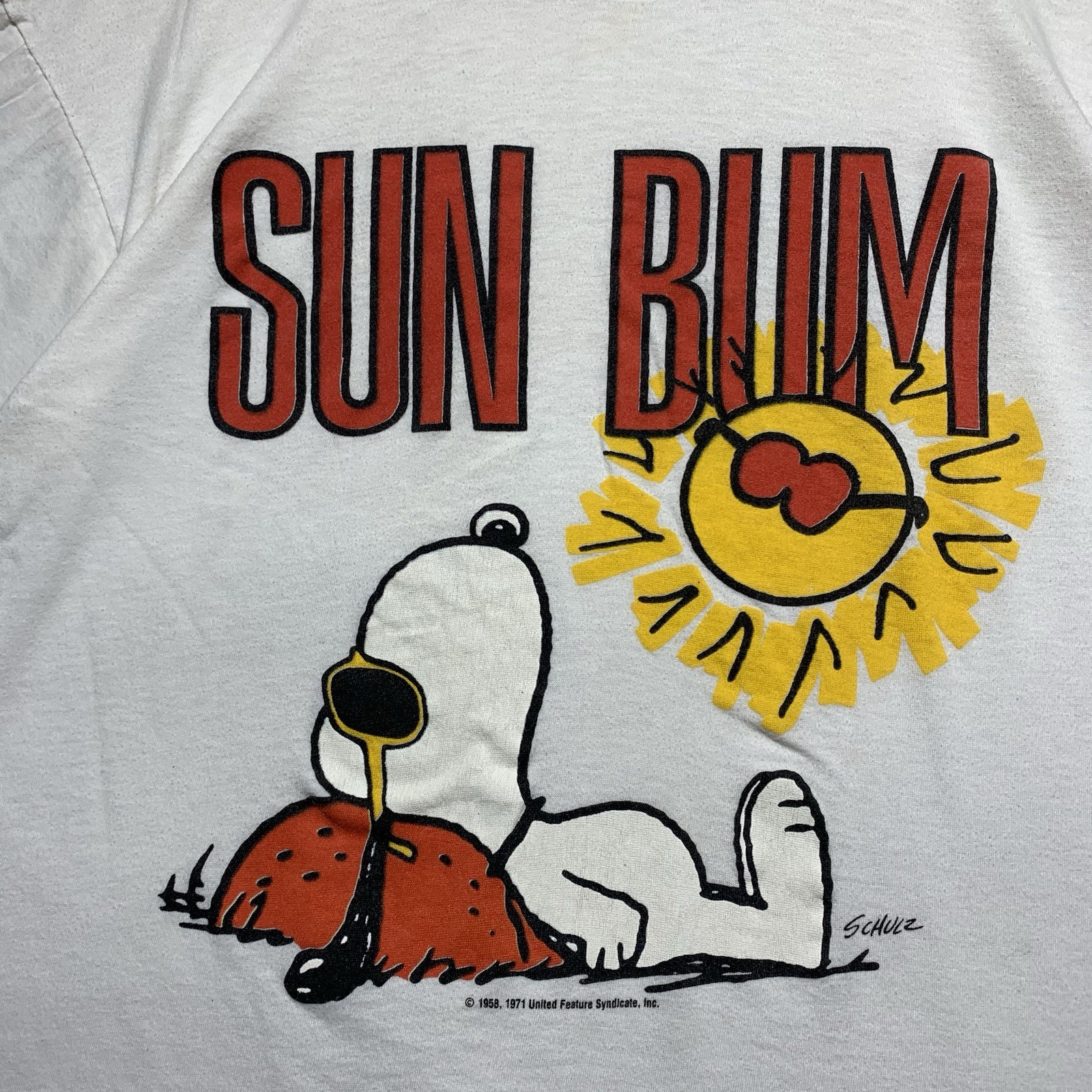 Vintage Snoopy Peanuts Sun Bum T Shirt XL Boxy Paper Thin Beach 70s 80s USA * gallery