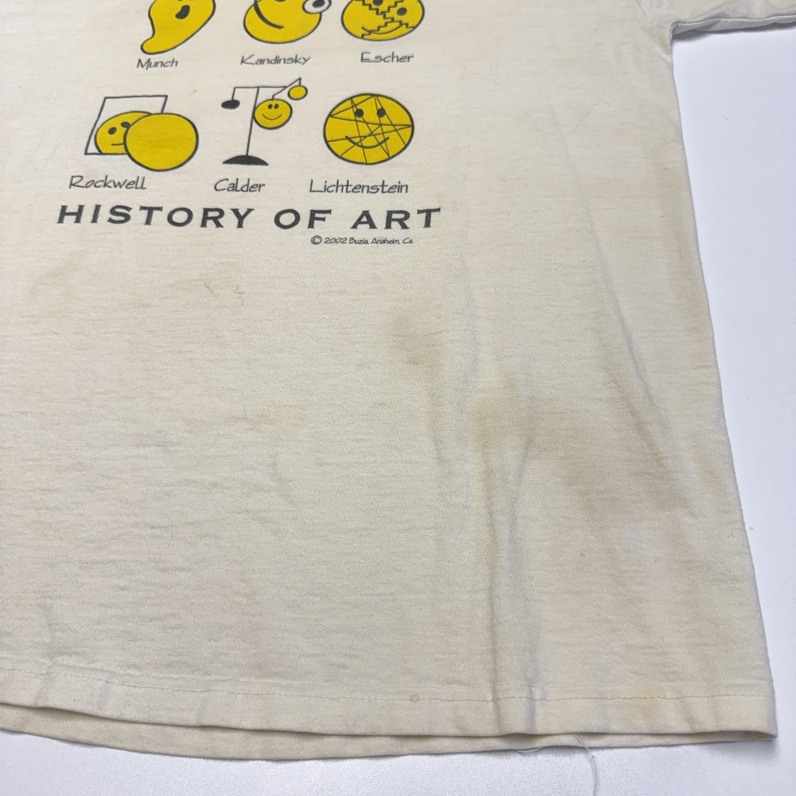 Vintage Smiley Face History of Art T Shirt Large Short Sleeve Y2K 2002 Painter gallery