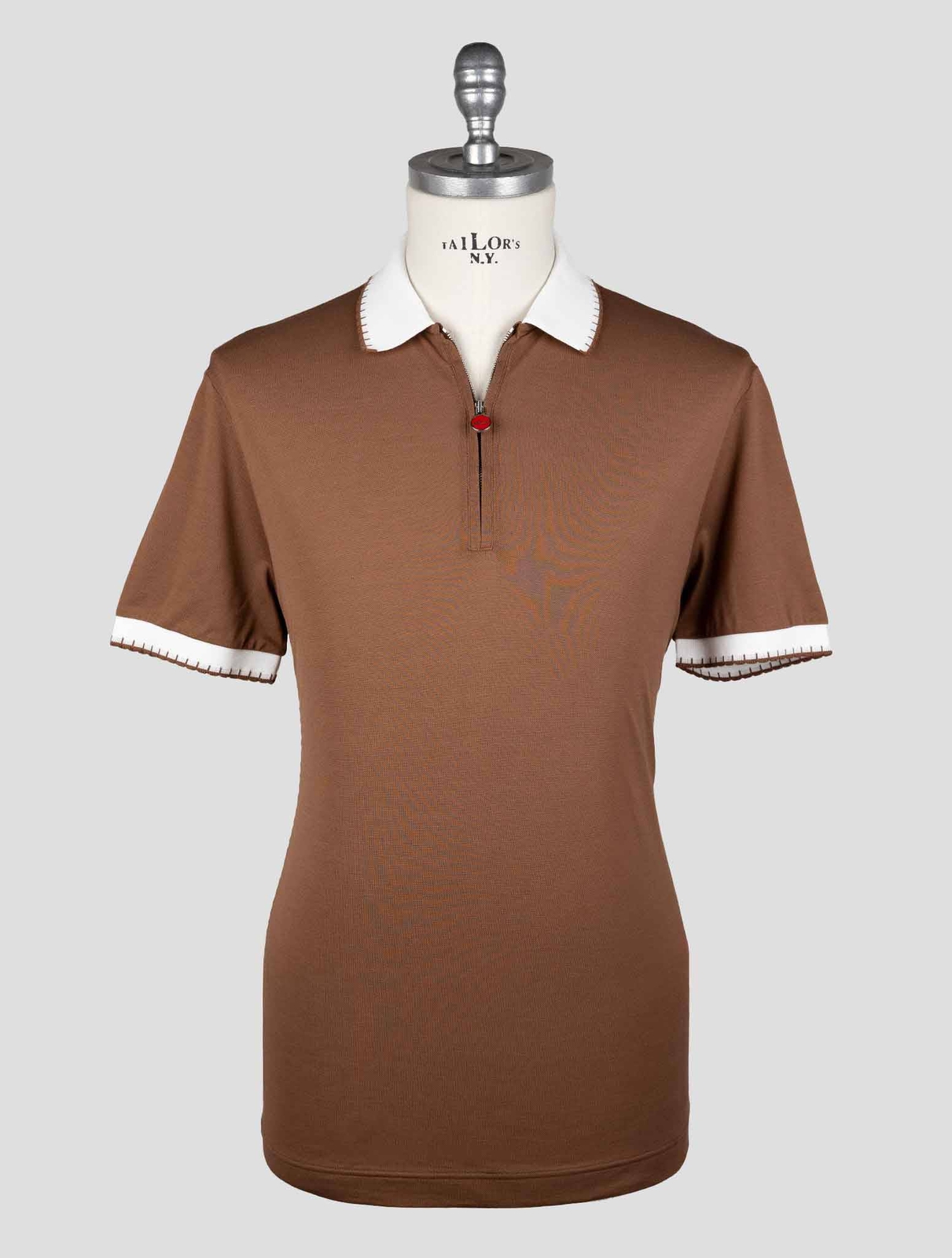 NEW KITON BROWN COTTON POLO KMZ29 EU 56 - US 46 - 2XL KMZ29 gallery