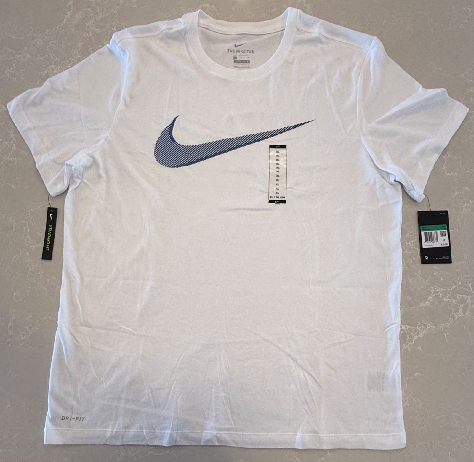 Nike Mens Dri-Fit Training T-Shirt ~ White & Grey ~ Choose Size S, M, L, XL gallery